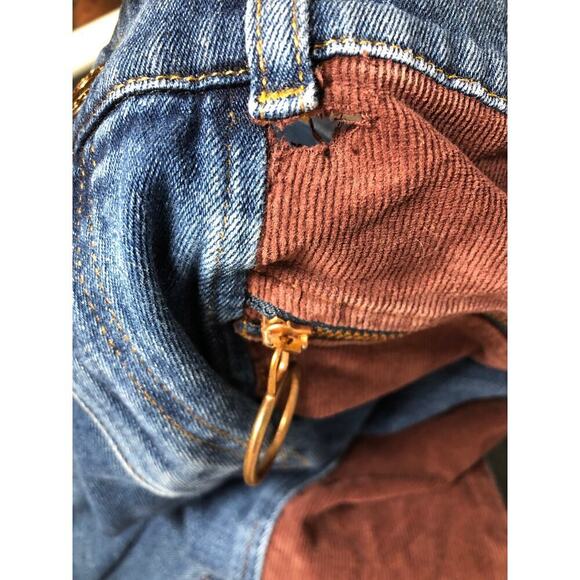 See by Chloe Denim Corduroy Bootcut Jeans 70s Flare Hem Colorblock Blue Brown 28 - Picture 12 of 15